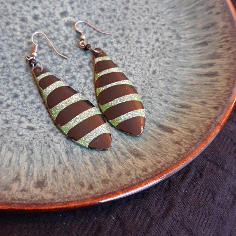 Painted wooden earrings